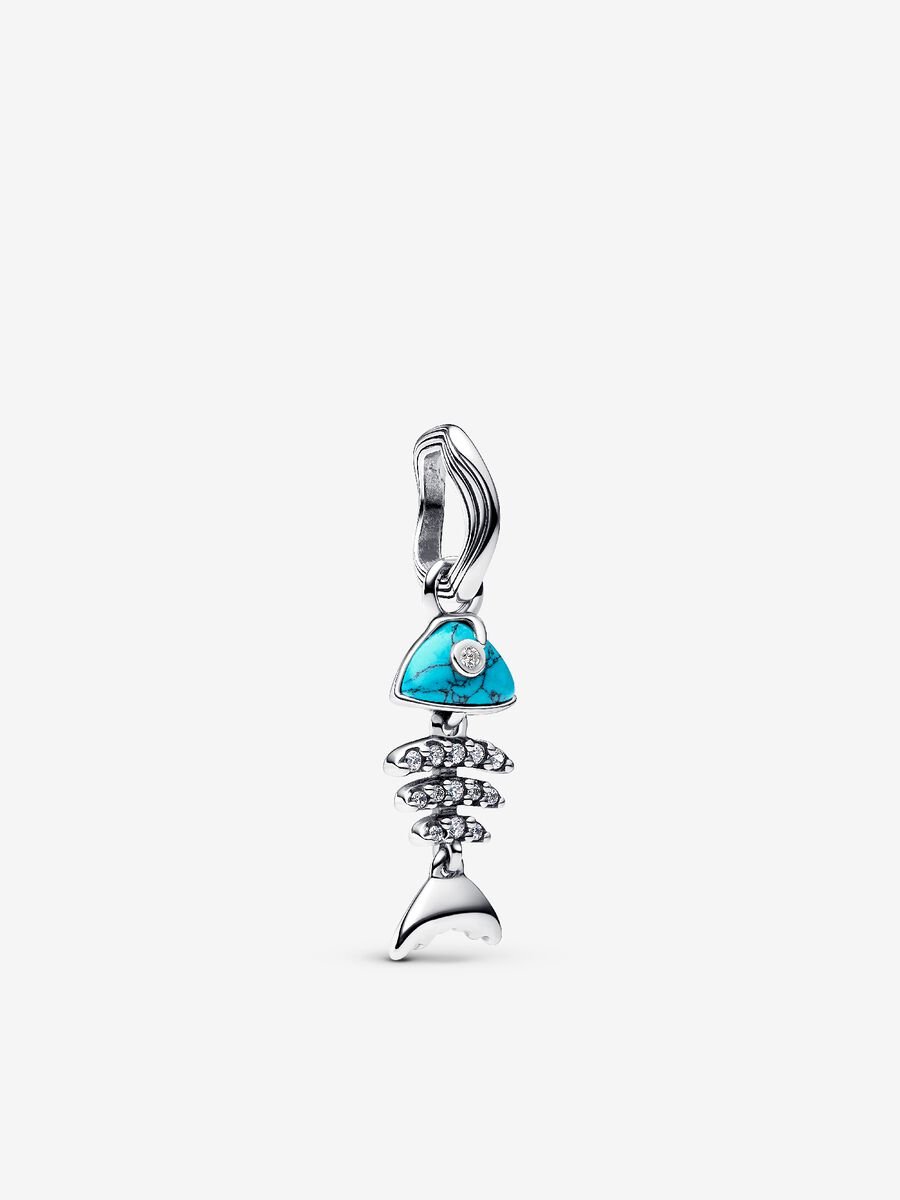 Turquoise-Colored Fishbone Dangle Charm
