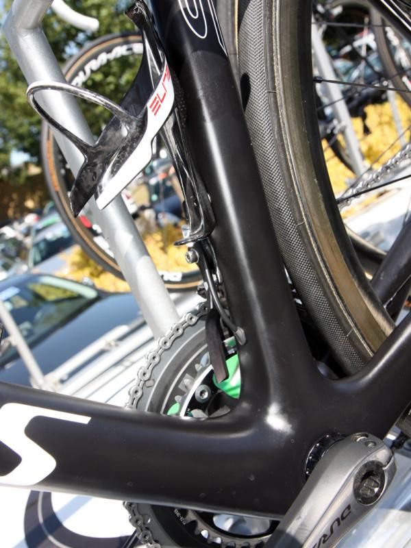 The seat tube on the new Specialized McLaren Tarmac SL4 is squared off at the bottom.