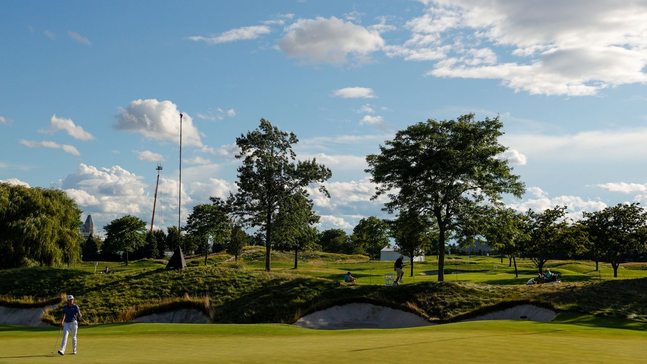 The 15th hole at Liberty National