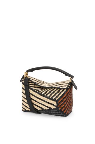 Loewe, Small Puzzle Bag in raffia and calfskin