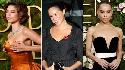 Zendaya, Meghan Markle, and Zoe Kravitz all wearing Jessica McCormack jewelry on the red carpet