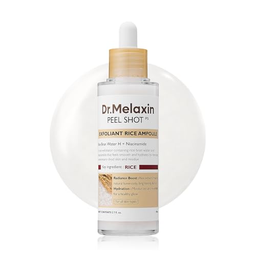 Dr.melaxin Peel Shot Glow White Rice Peeling Ampoule, Soft Exfoliating Face and Body Scrub Dead Skin Cells Remover for All Skin Types Korean Skin Care 80ml