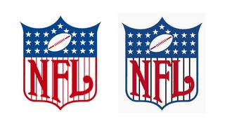 NFL logo pinstriped in two variants, used in the late 50s and early 60s