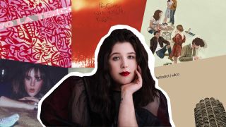 A picture of Lucy Dacus superimposed onto album covers