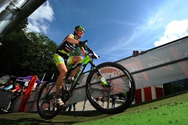 Gunn-Rita Dahle Flesjaa (Multivan Merida) races in Champery, Switzerland