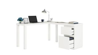 A product shot of Sauder Northcott L-Shaped Computer Desk with File Storage, one of the best L-shaped desks