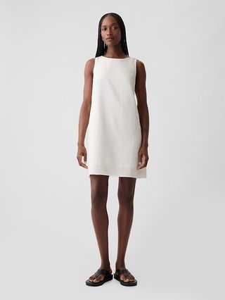 Linen-Blend Shift Mini Dress