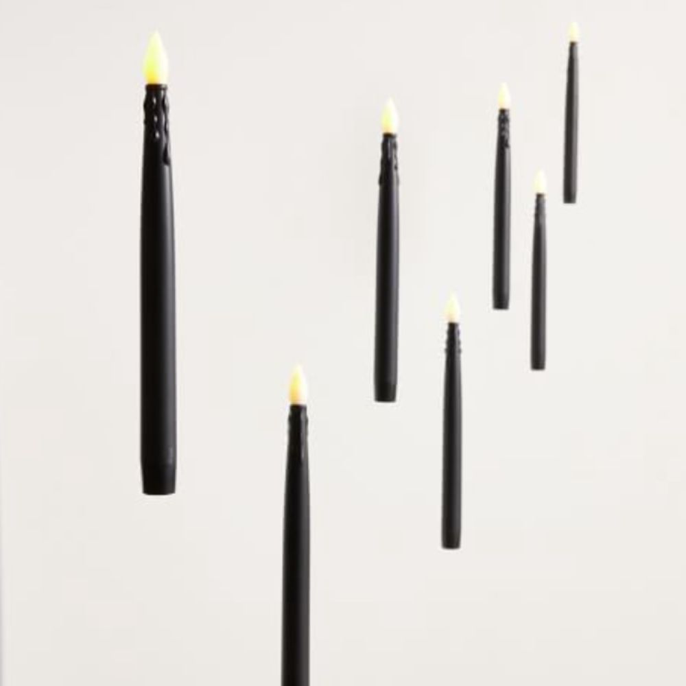 Set of black floating candle string lights