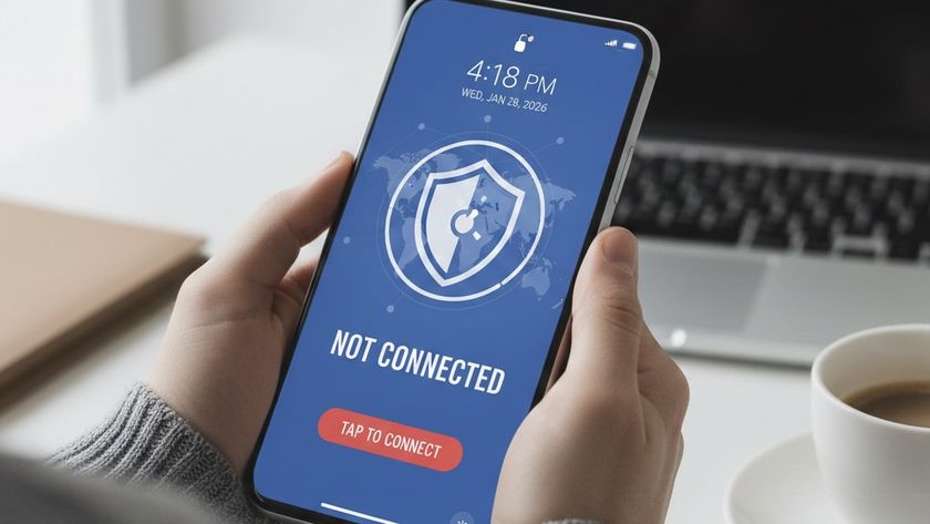Person holding a phone that shows a VPN that is not connected 