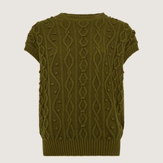 Women's Cotton Cashmere Aran Crew Neck Tank in Olive