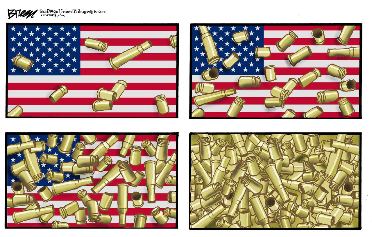 Editorial cartoon U.S. American Flag Shootings