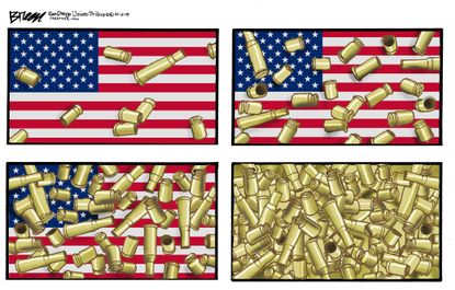 Editorial cartoon U.S. American Flag Shootings