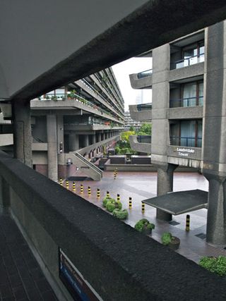 Looking out from one of the many balconys on the Barbican Estate