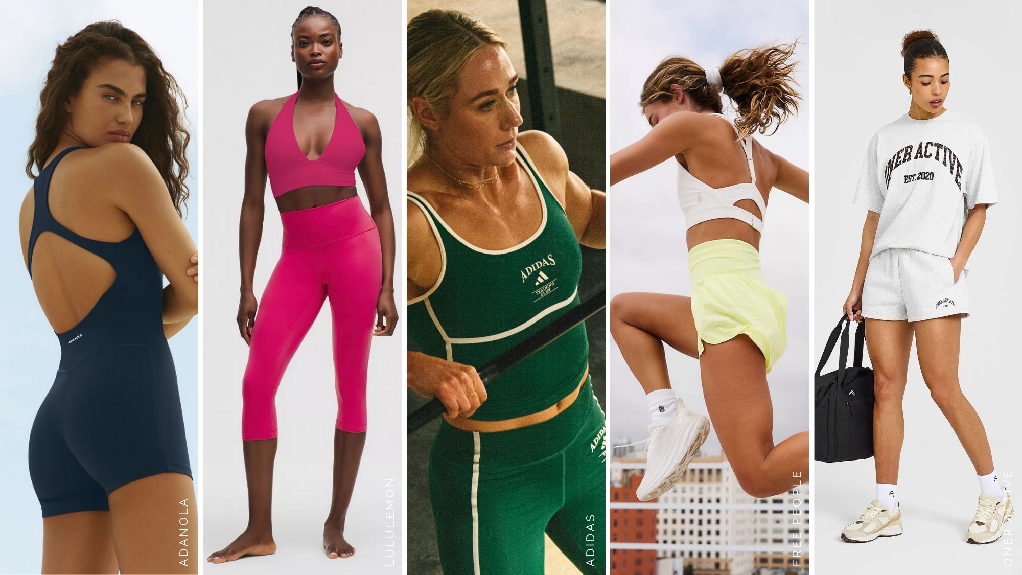 models in summer activewear trend pieces from Adanola/lululemon/adidas/Free People/Oner