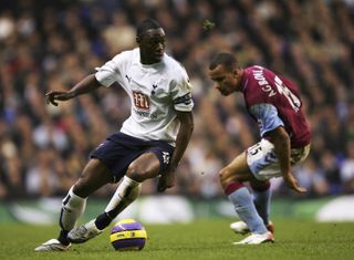 Ledley King on the ball for Tottenham against Aston Villa in December 2006.