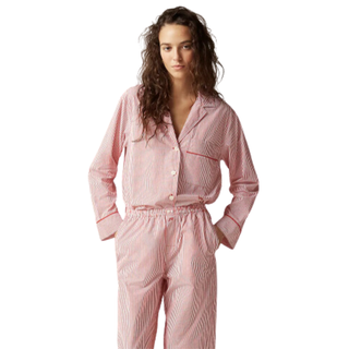 Pajama Pant Set in Striped Cotton Poplin