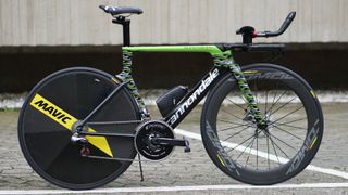 Cannondale-Drapac's Alberto Bettiol is remarkable in his use of mechanical disc brakes on a Tour de France time triai bike