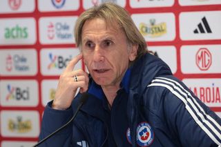Coach of Chile Ricardo Gareca speaks to the media during the post-match press conference following the international friendly match between France and Chile at Stade Velodrome on March 26, 2024 in Marseille, France.(Photo by Jean Catuffe/Getty Images)