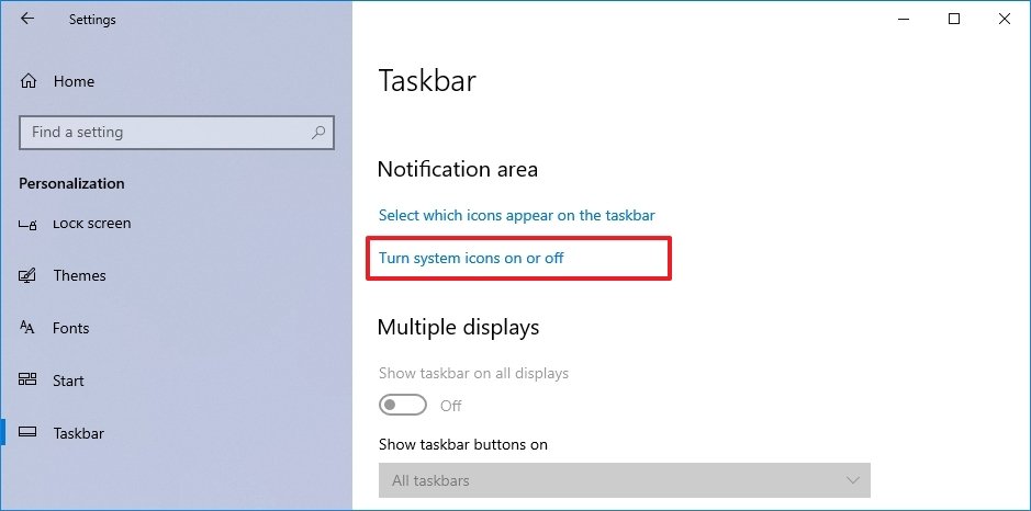 Turn system icons on or off