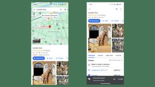 Google Maps menus in full screen