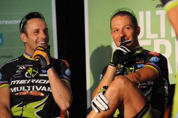 Jose Hermida and Ralph Naf share a laugh