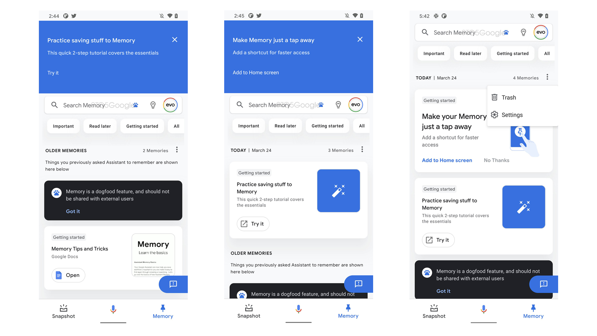 Mémoire De L'Assistant Google