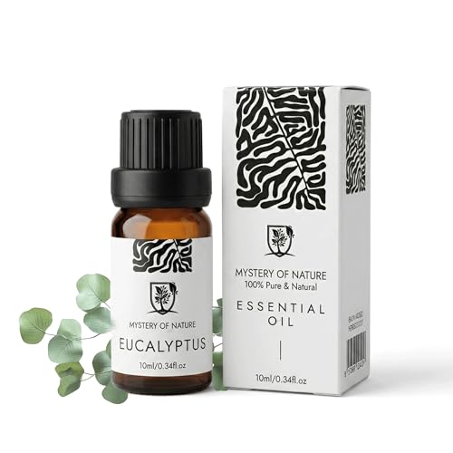Mystery of Nature Eucalyptus Essential Oil 10ml &amp;ndash; 100% Pure Natural Undiluted Eucalyptus Oil, Essential Oils for Diffusers for Home, Aromatherapy, Massage, Hair &amp;amp; Skin Care, Spa Use, Therapeutic Grade