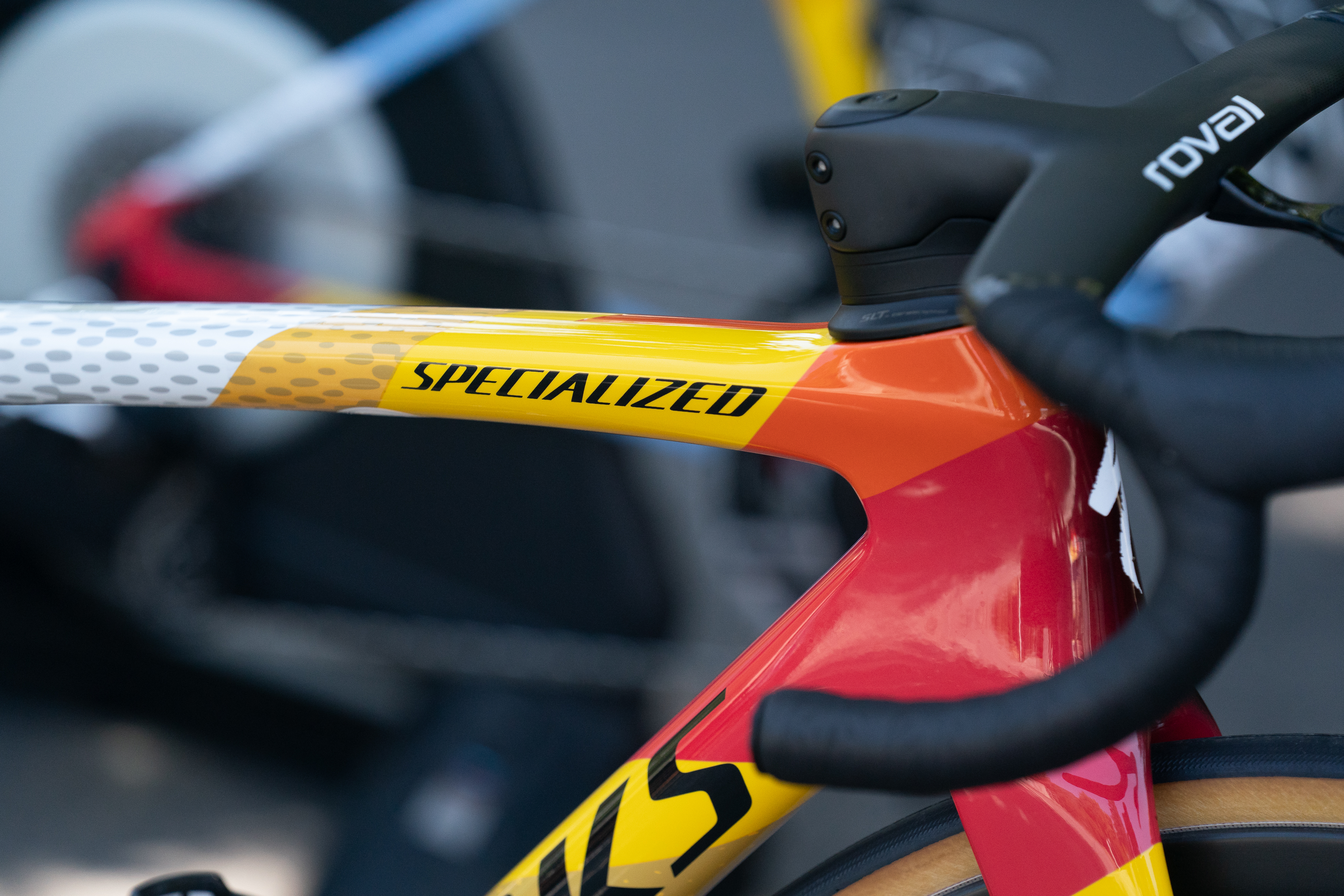 SD Worx's custom painted specialized tarmac at tour de france femmes