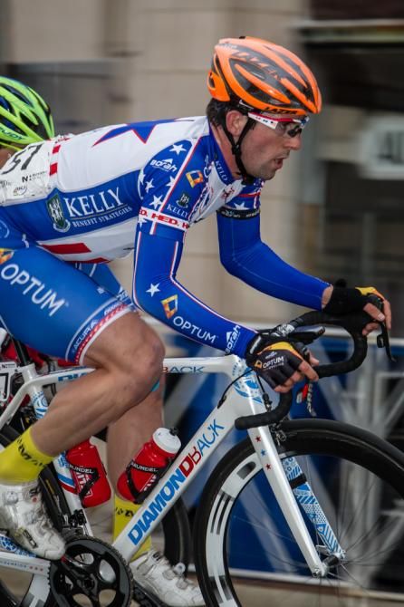 Eric Young (Optum) showed off his National Champion colors for days crit.