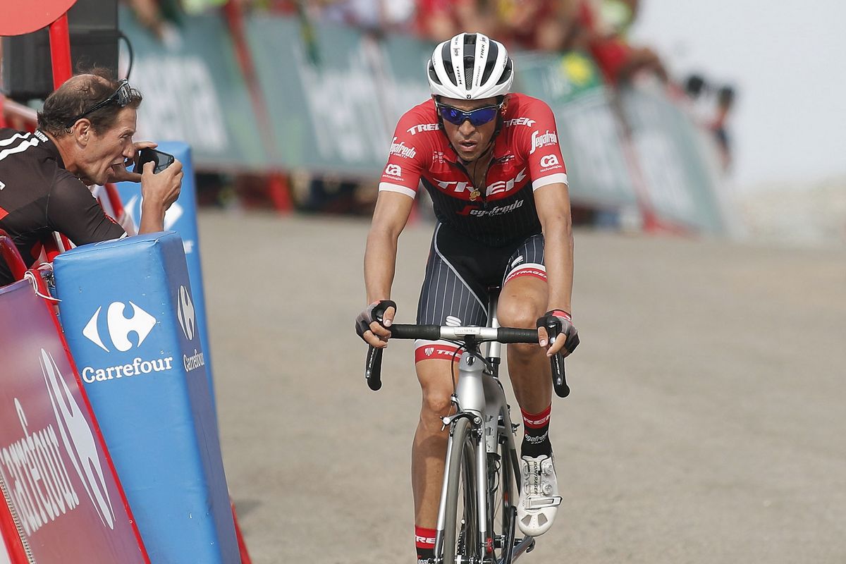 Alberto Contador at the Vuelta a Espa&ntilde;a's stage 14 finish