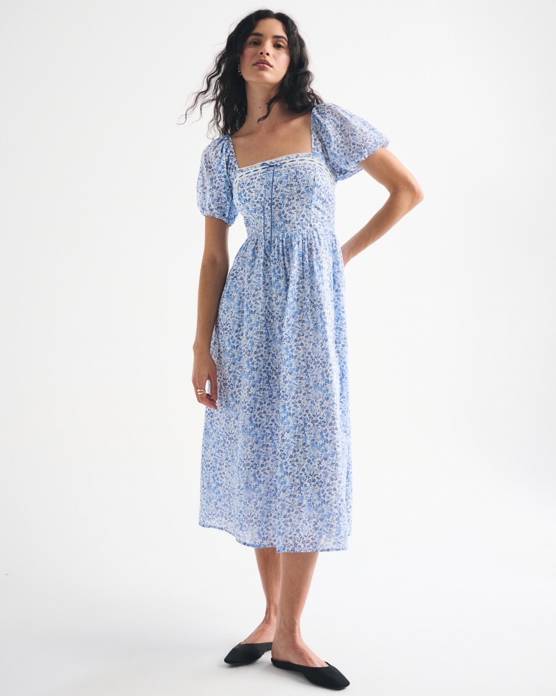 A&amp;amp;f Emerson Puff Sleeve Midi Dress