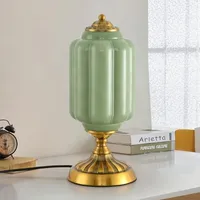 Pandaluna Pandaluna Vintage Green Glass Table Lamp Art Deco Lamp, Led Bulb Included Pandaluna Pandaluna Vintage Green Glass Table Lamp Art Deco Lamp, Led Bulb Included