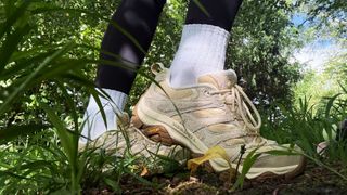 a photo of the merrell moab shoes photographed outside