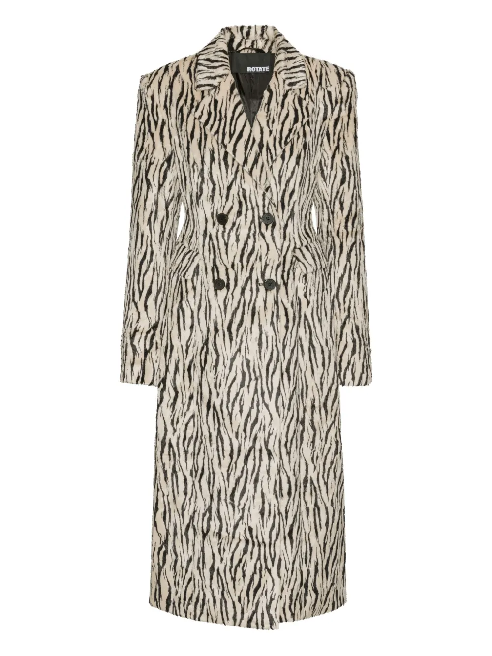 Rotate Birger Christensen Zebra-Print Double-Breasted Coat | 36