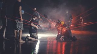 The Creator; on set of a film on a beach at night