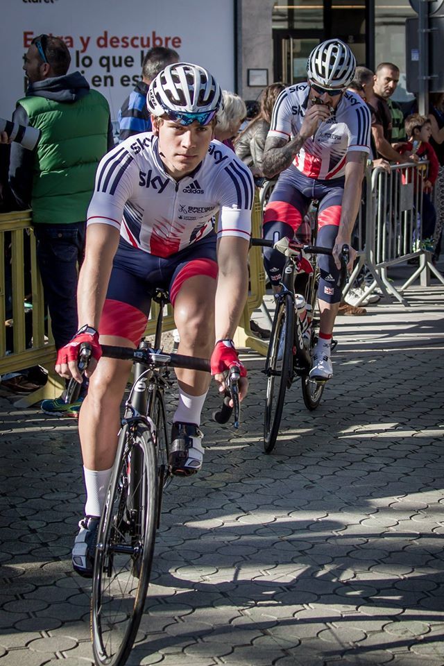 The Great Britain riders head to the start