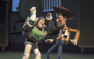 Buzz tries to rescue Woody