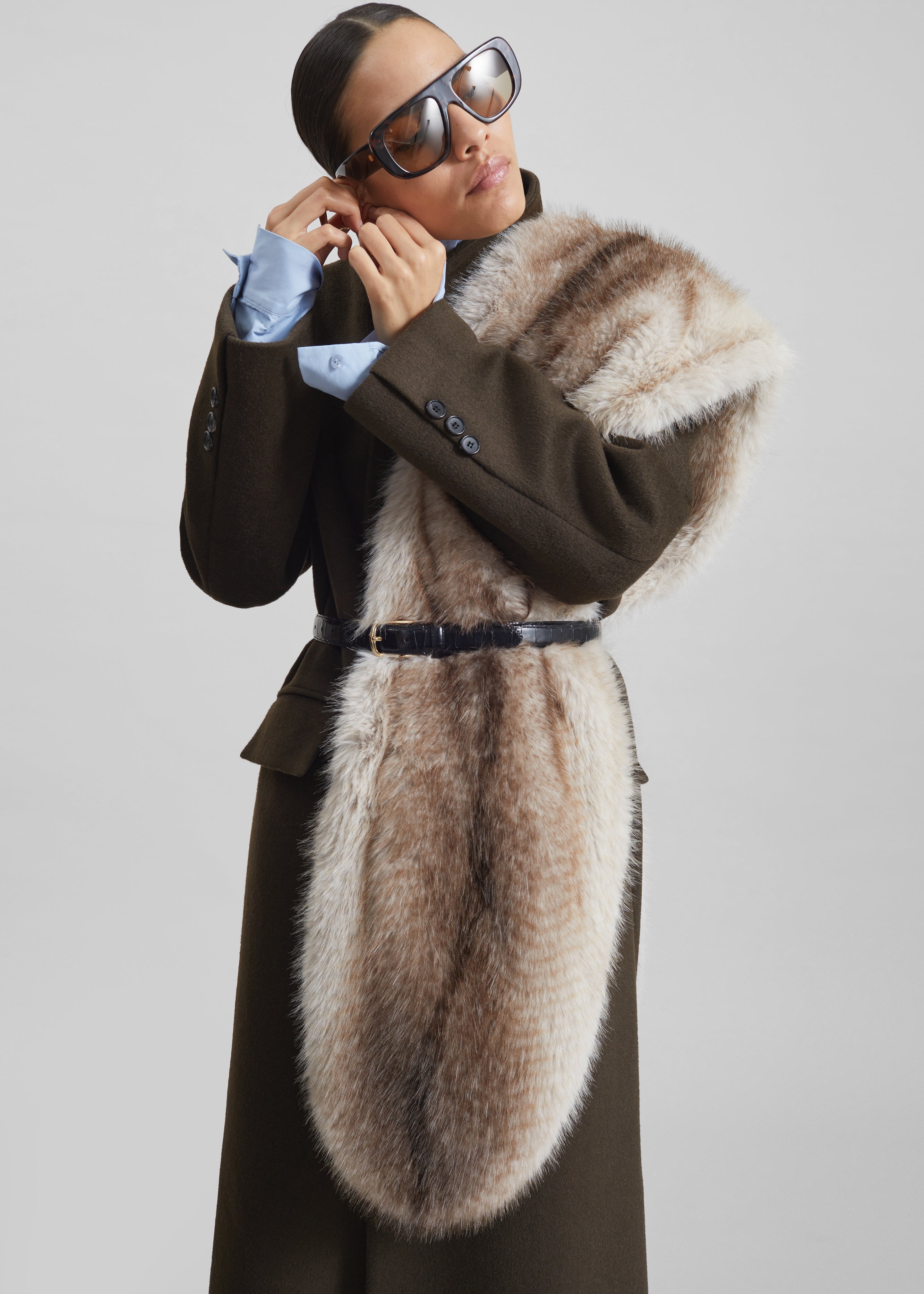 Ciasa Faux Fur Scarf - Grey