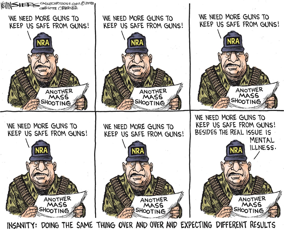 Political cartoon U.S. Parkland school shooting gun violence NRA | The Week
