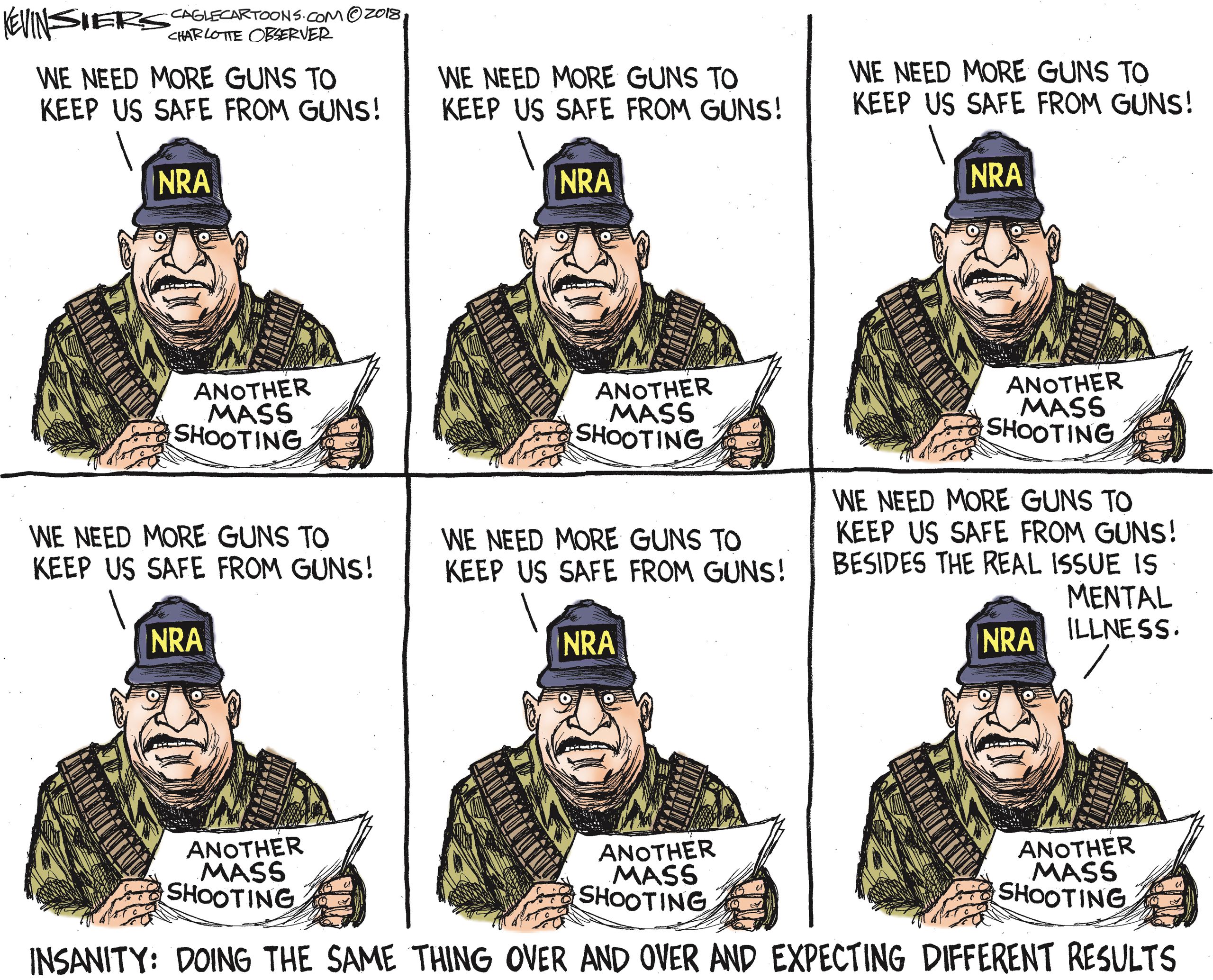 Political cartoon U.S. Parkland school shooting gun violence NRA | The Week