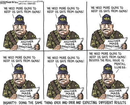 Political cartoon U.S. Parkland school shooting gun violence NRA
