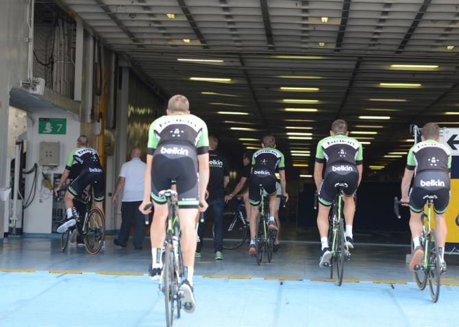 The Belkin riders arrive in Corsica for the Tour