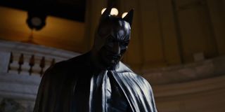 The Batman statue in The Dark Knight Rises