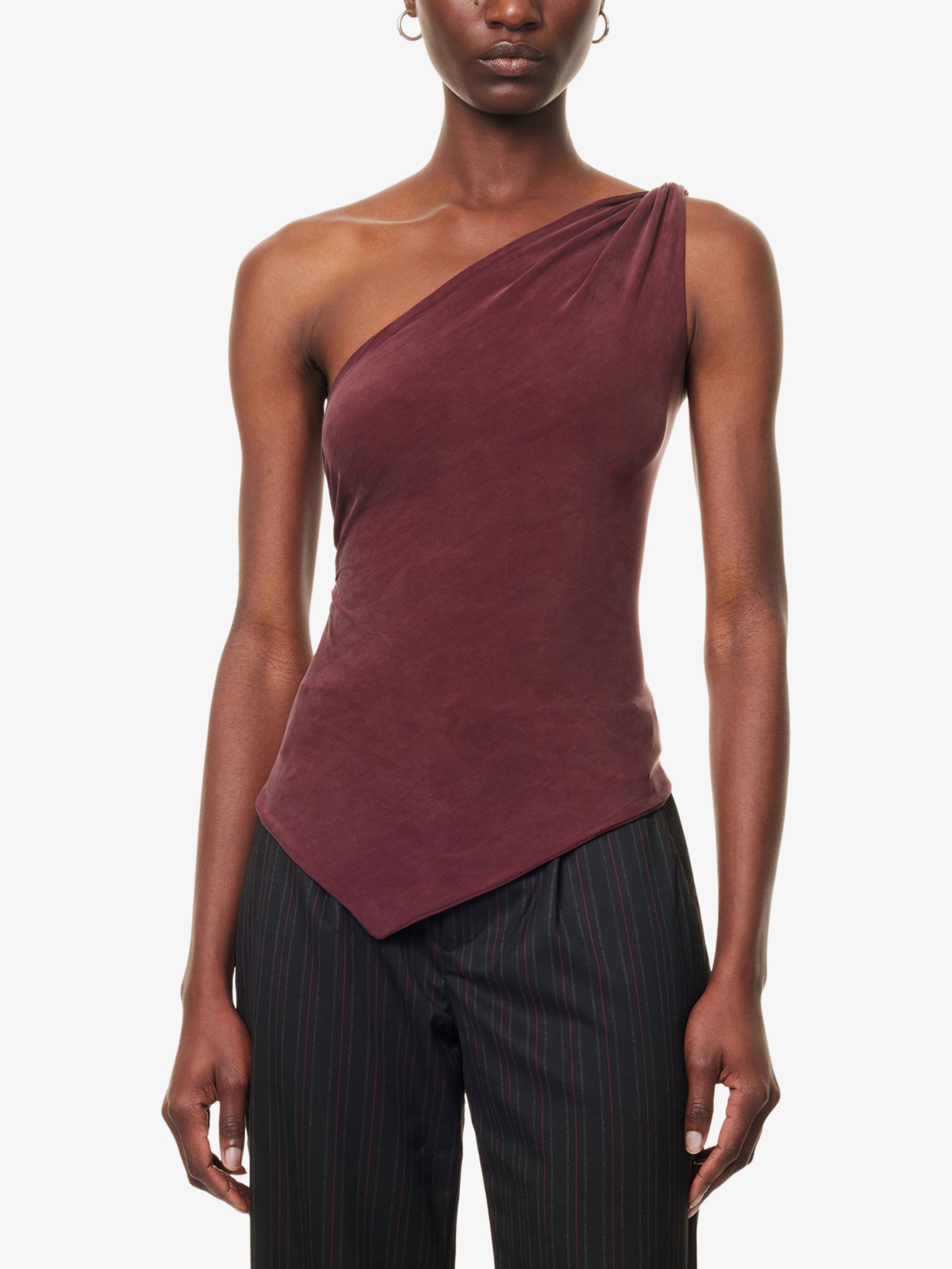 PEACHY DEN, The Amelia One-Shoulder Stretch-Jersey Top