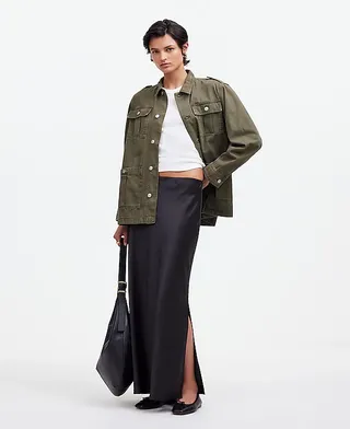 madewell, Satin Maxi Slip Skirt