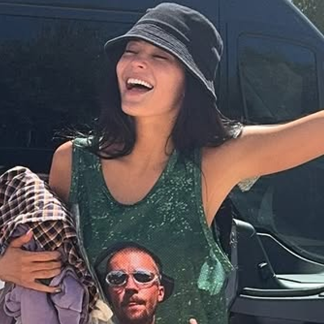 Kylie Jenner arrived at Coachella in full Skylrk gear ready to see Justin Bieber perform