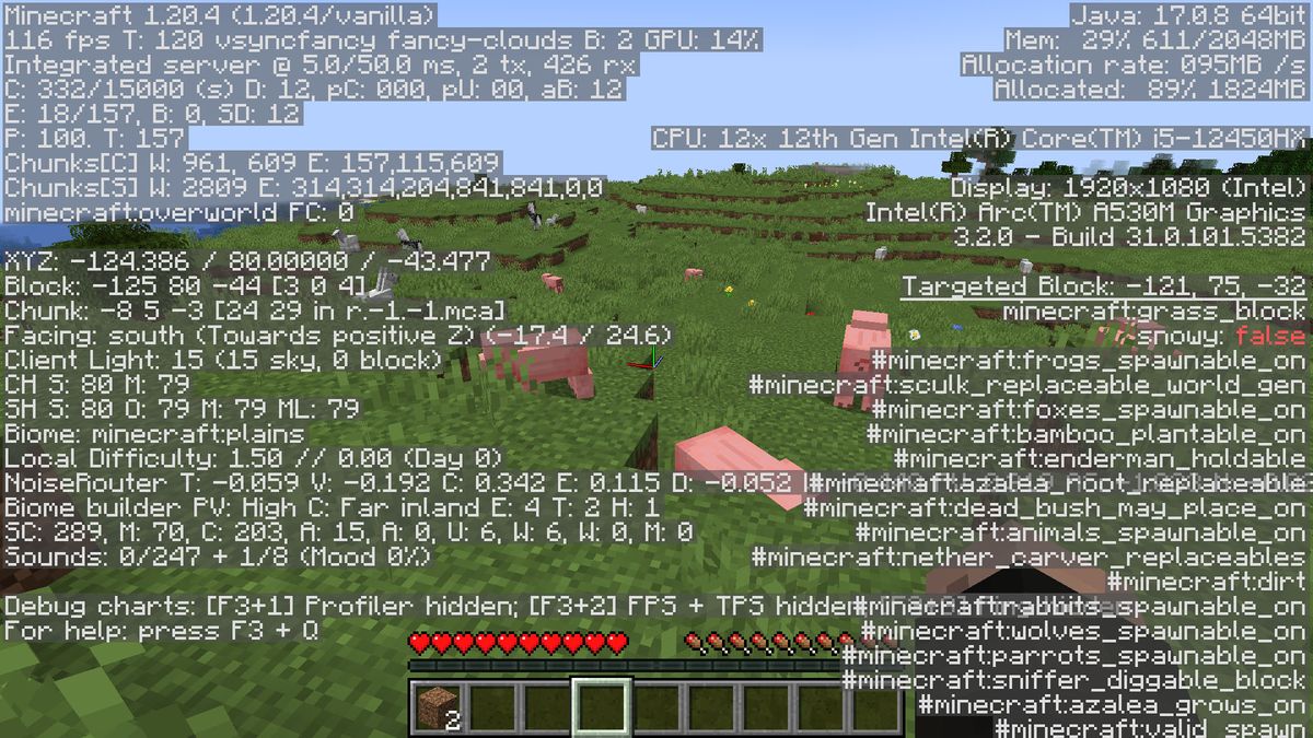 Lenovo LOQ 15IAX9I running Minecraft