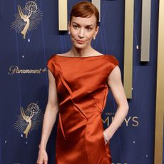 Britt Lower at the 77th Primetime Emmy Awards held at the Peacock Theater on September 14, 2025 in Los Angeles, California.