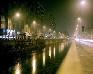 Dror For Tumi Milan - street lights on a misty night