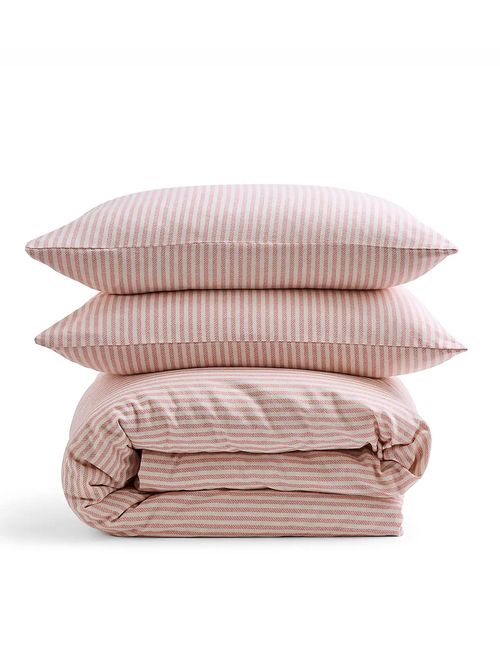 Camille Stripe 100% Brushed Cotton Duvet Cover & Pillowcase Set